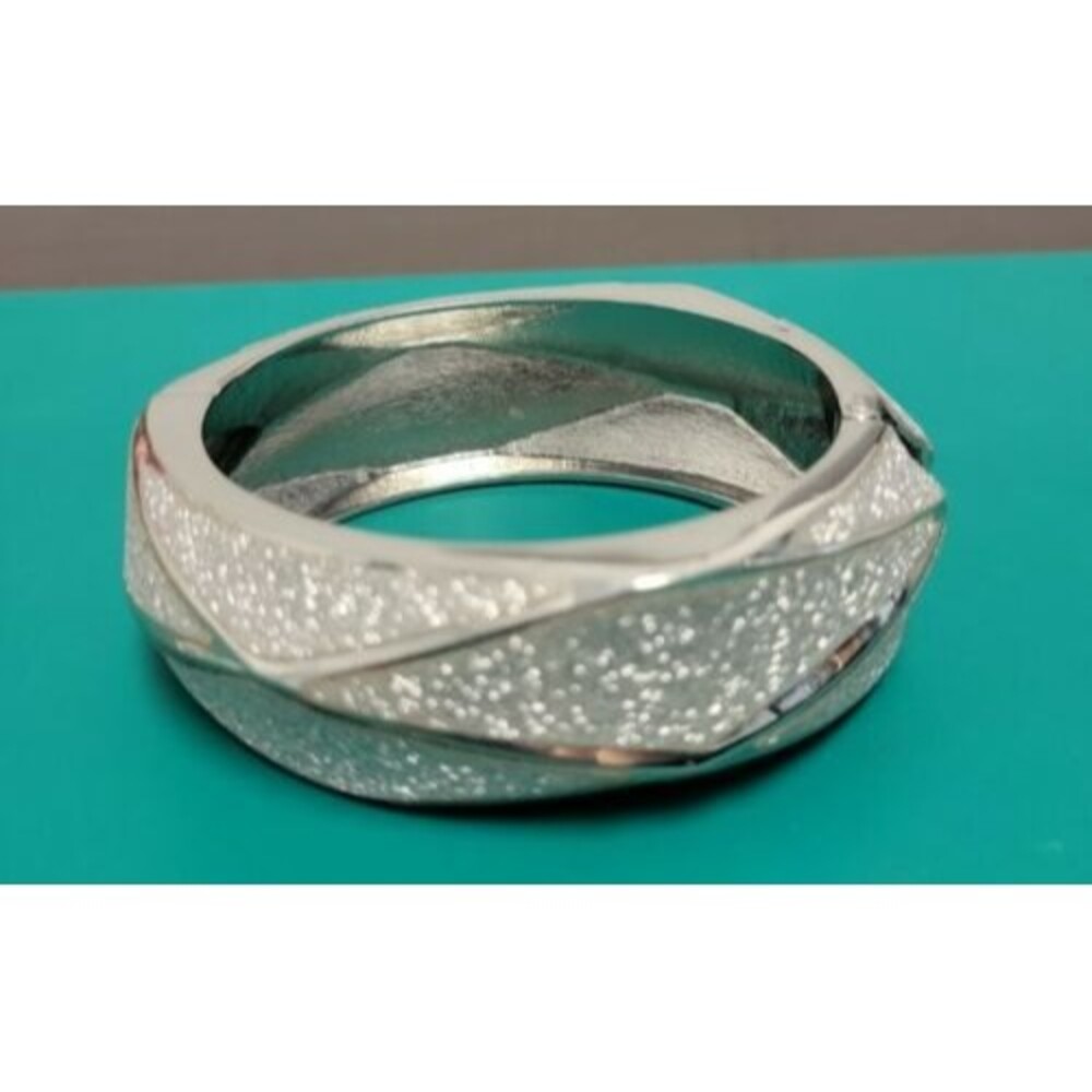 Silvertone Silver Glitter Statement Clamper Brace… - image 1